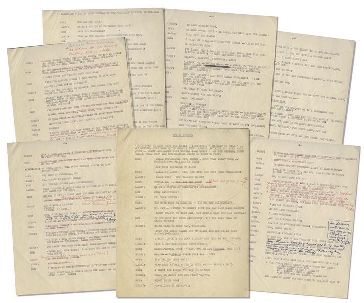 Moe Howard's 7pp. Script for a Three Stooges Skit, Circa Early 1950s, With Shemp -- Hand-Annotated by Moe -- Very Good Condition